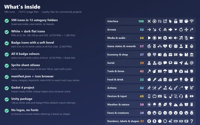 Contents sheet of the Crisp Icons download