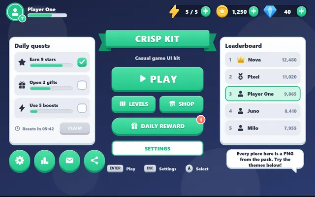 The Crisp Kit web demo, built from the real PNGs