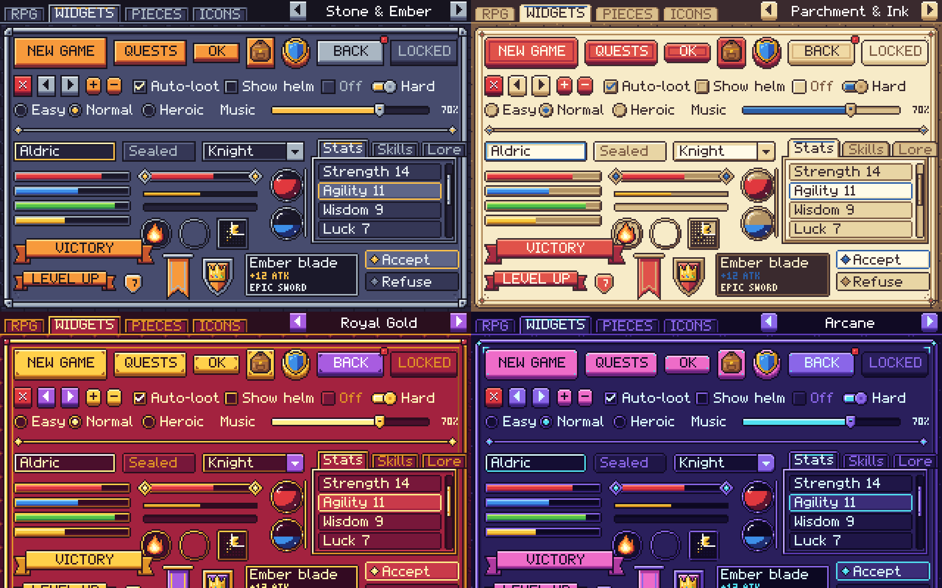 Crisp Pixel widgets (buttons, bars, sliders and inputs)